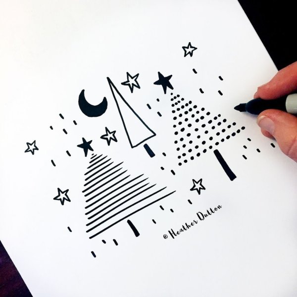 Новогодние рисунки для срисовки милые