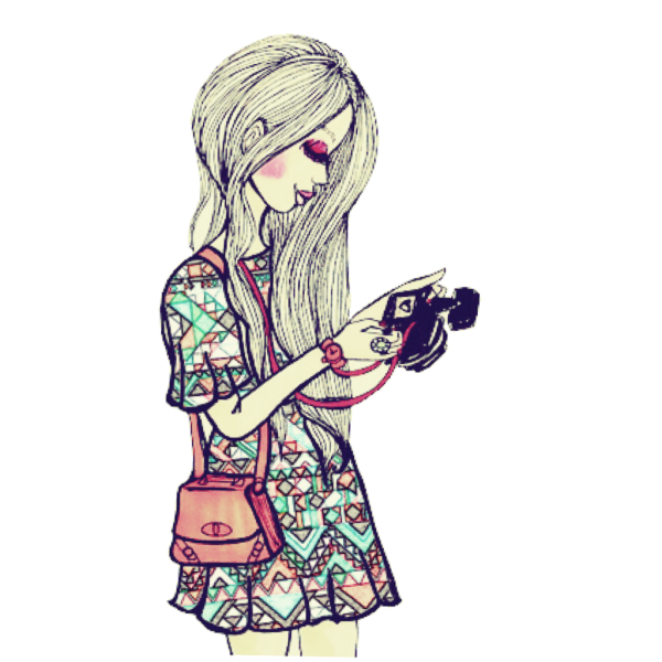 Нарисованная девушка с фотоаппаратом