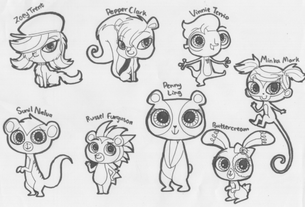 Петы раскраска много