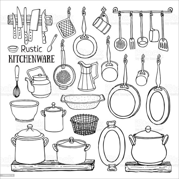 Кухонная посуда рисунок
