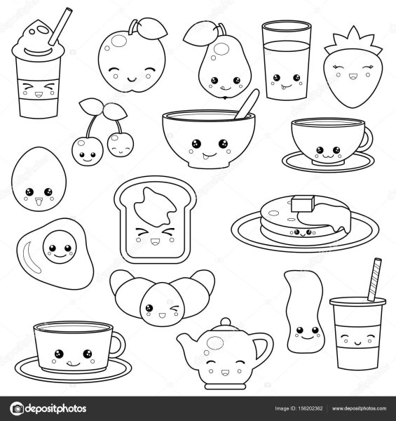 Кавайные наклейки черно белые