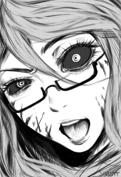 Рисовка аниме Токийский гуль