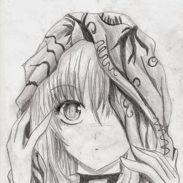 Рисунки аниме девушек карандашом