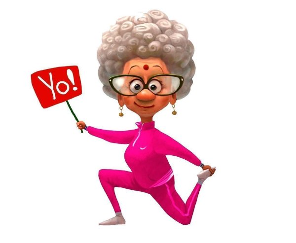 Нарисованная модная бабуля