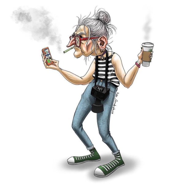 Бабуля с сумкой вектор