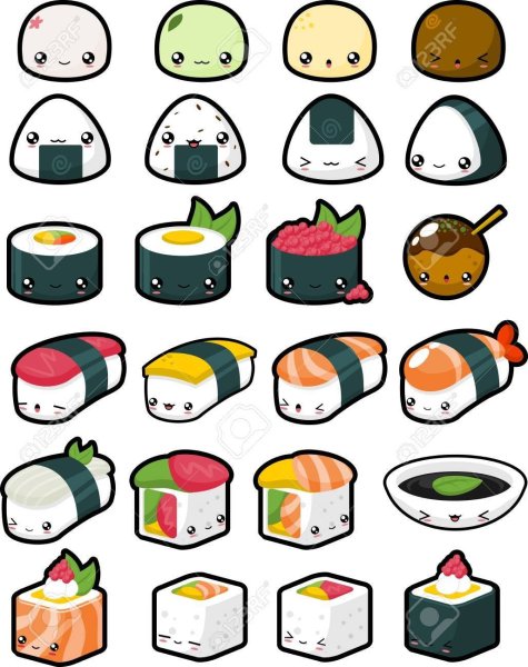 Наклейки еда суши