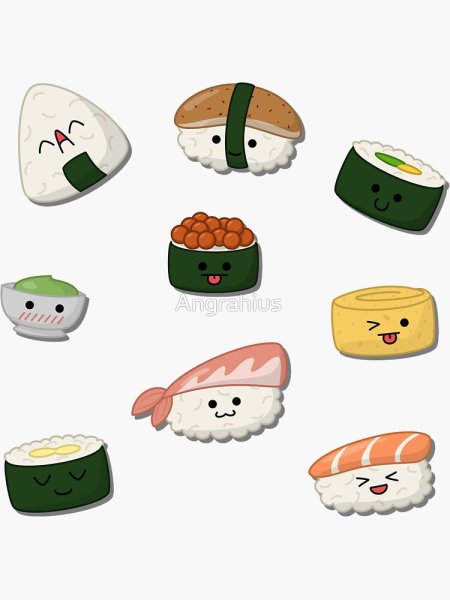 Наклейки еда суши