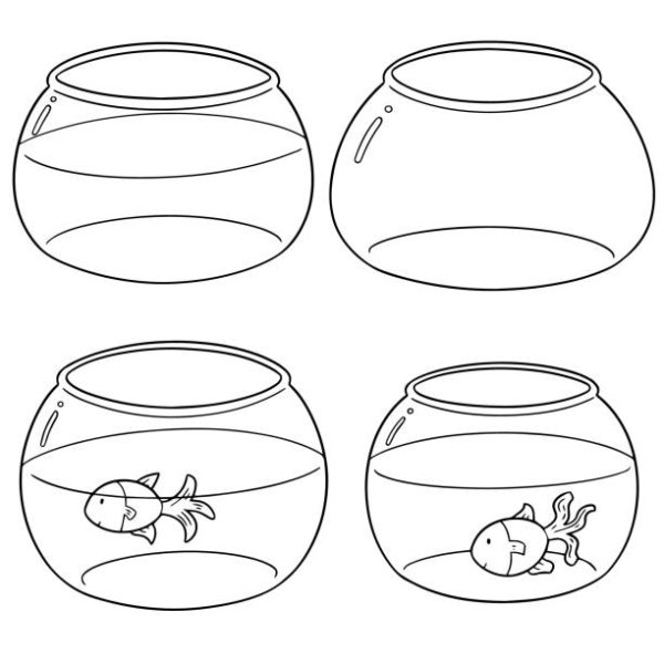 Круглый аквариум рисунок карандашом