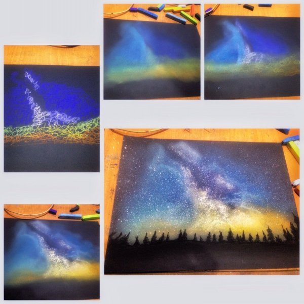 Рисование мелками на бумаге