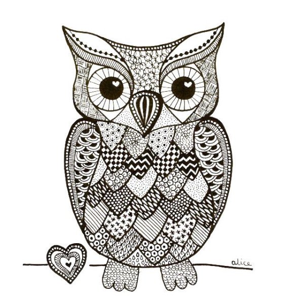 Зентангл Сова