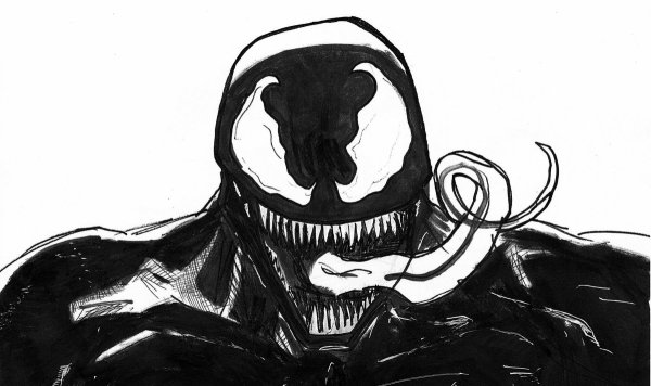 Эдди Брок Веном черно белый