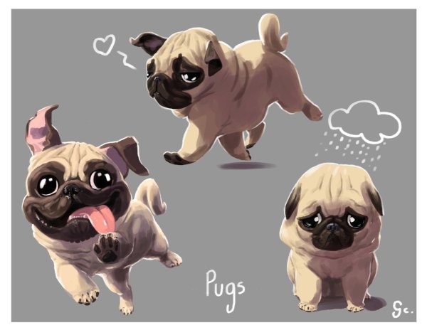Мопс смешной арт