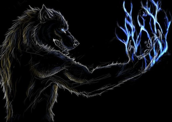 Оборотень на черном фоне