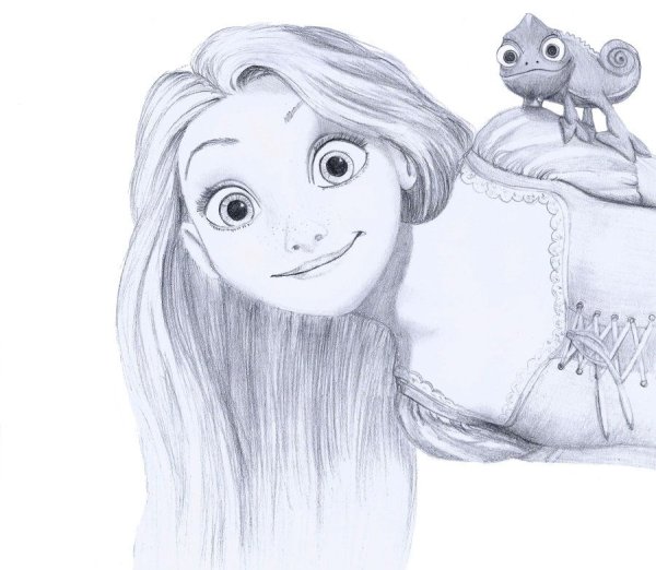 Принцессы цветными карандашами