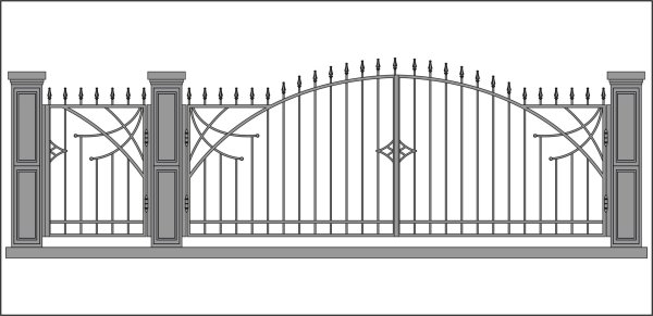 Кованые ворота в перспективе