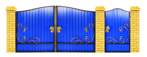 Синий кованый забор