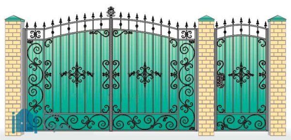 Кованые ворота с калиткой