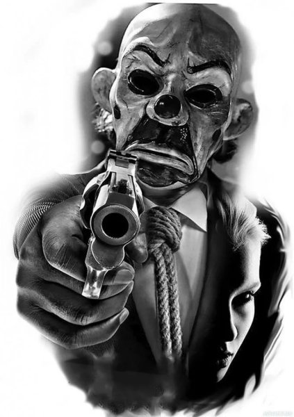 Тату гангстер с пистолетом