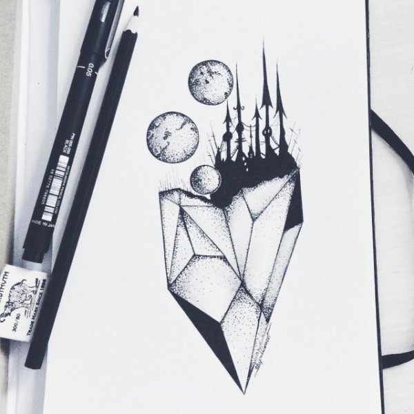 Скетчи черной ручкой