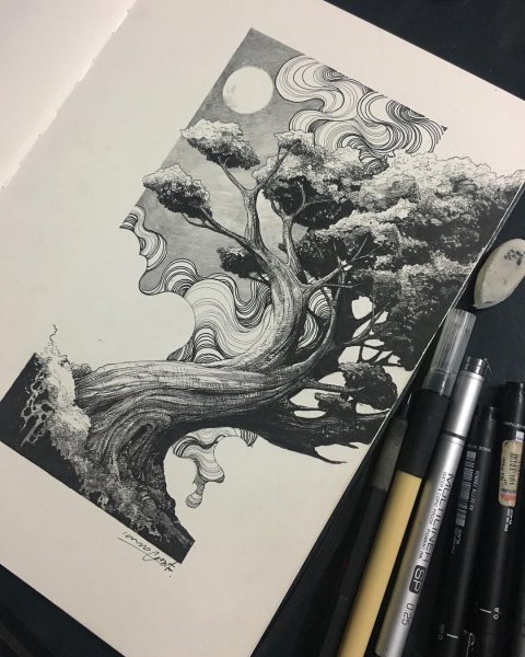 Рисунки Графика гелевой ручкой