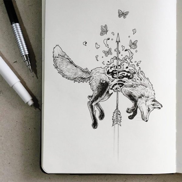 Скетчи черной ручкой