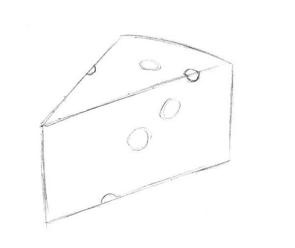 Кусок сыра карандашом