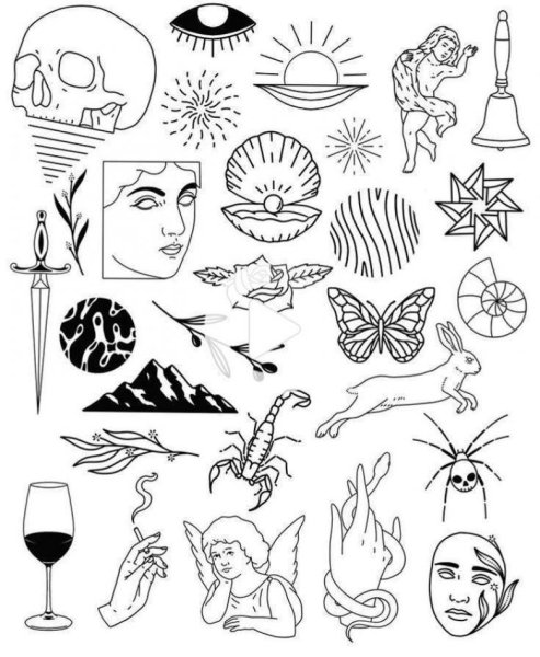 Тату в стиле хендпоук эскизы