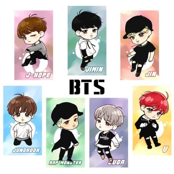 БТС мультяшные персонажи с именами БТС