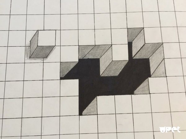 Маленькие 3д рисунки по клеточкам