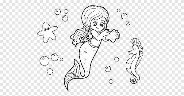 Раскраска Русалочка маленькая