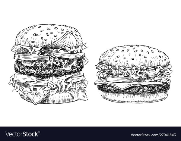 Бургер рисунок для срисовки