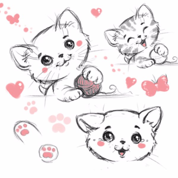 Маленькие рисуночки котята
