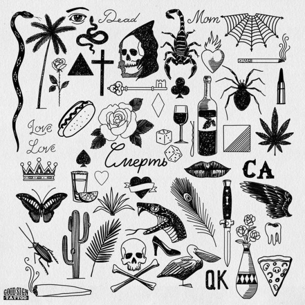 Маленькие тату на одном лшис те