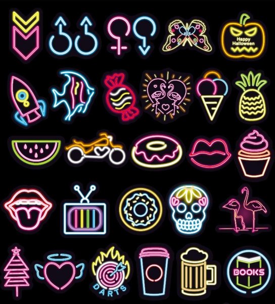 Неоновые Стикеры