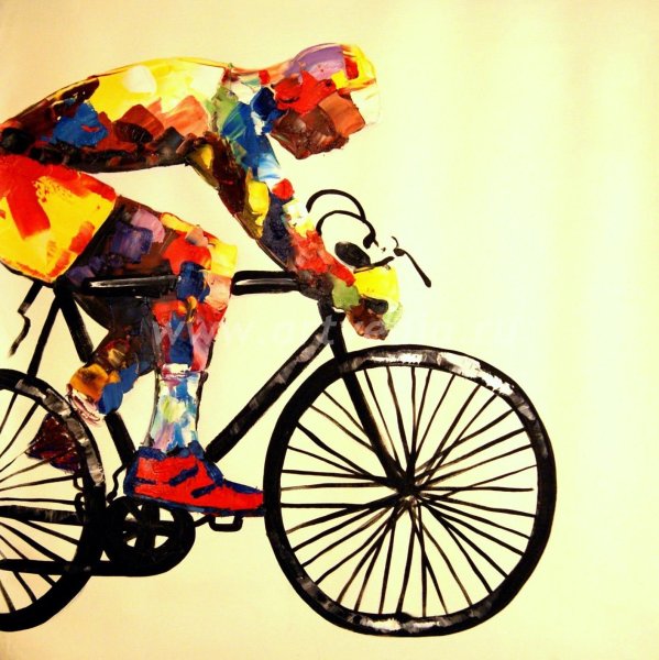 Велосипедисты живопись