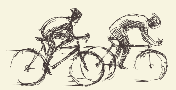Человек на велосипеде зарисовка