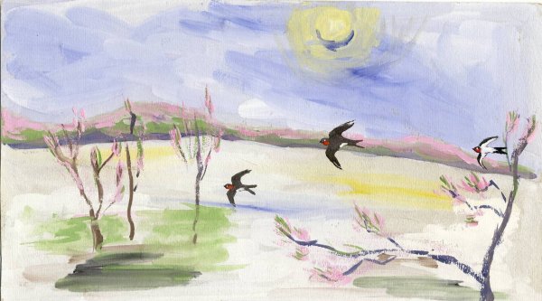 Рисунок на тему Весна карандашом