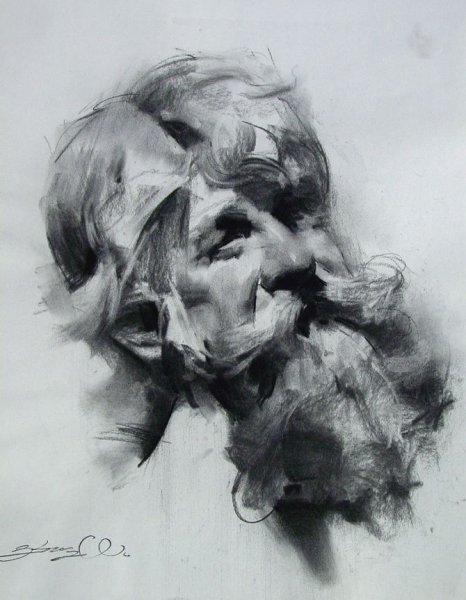 Абстрактный портрет углём