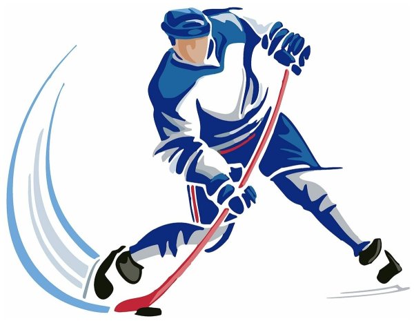Силуэт хоккеиста с клюшкой