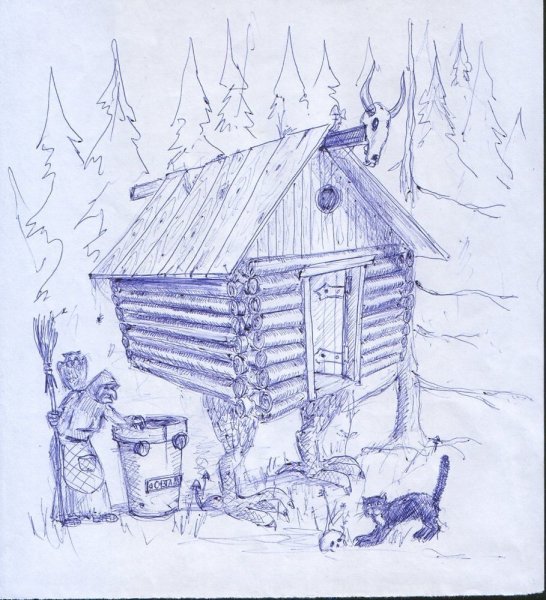 Русская изба рисунок