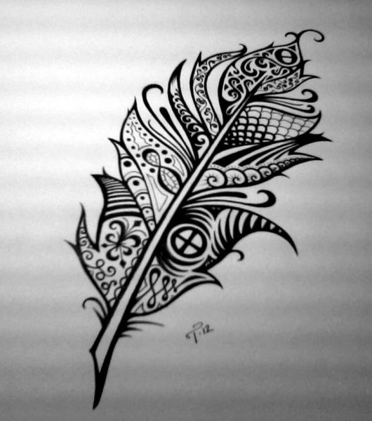 Тату перо трайбл
