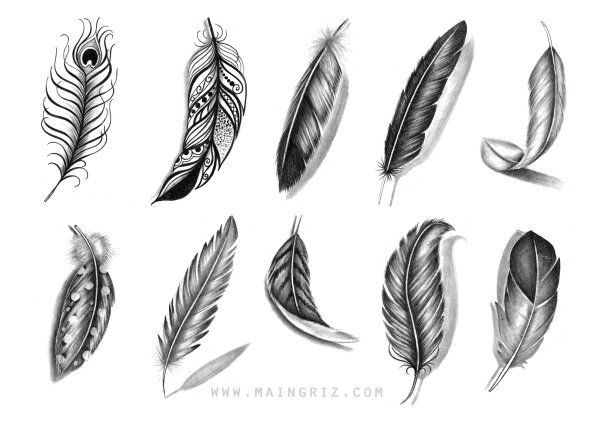 Тату перо маленькое эскиз
