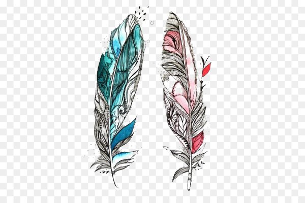 Перо цветное эскиз