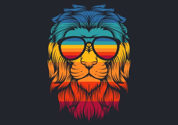 Лев в очках арт