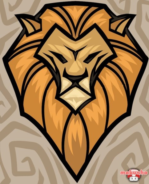 Лев с короной черно белый