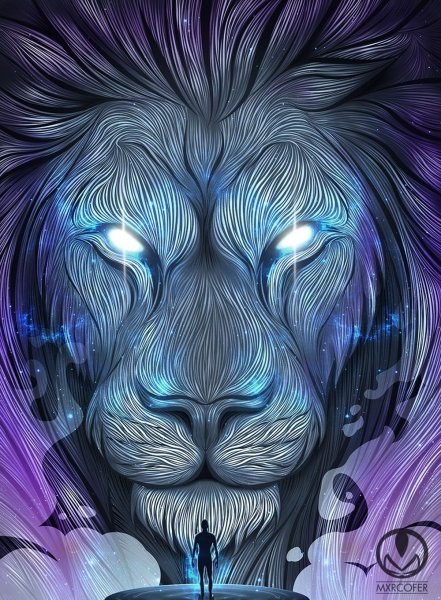 Лев черно белый