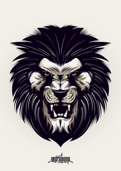 Лев с открытой пастью тату эскиз