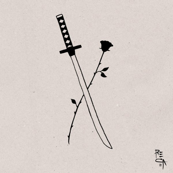 Эскиз катаны для тату