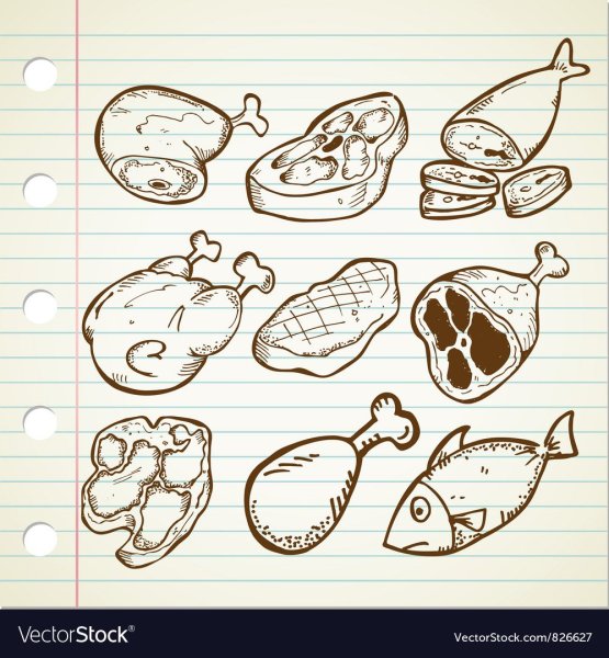 Курица мясо рыба трафарет