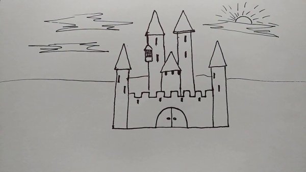 Поэтапное рисование замка